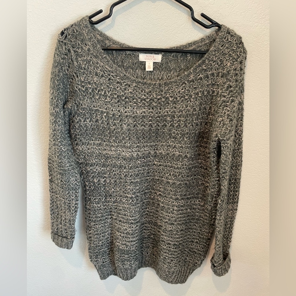 Sun & Shadow Green Mixed Stitch Crewneck Sweater Women’s Size Small